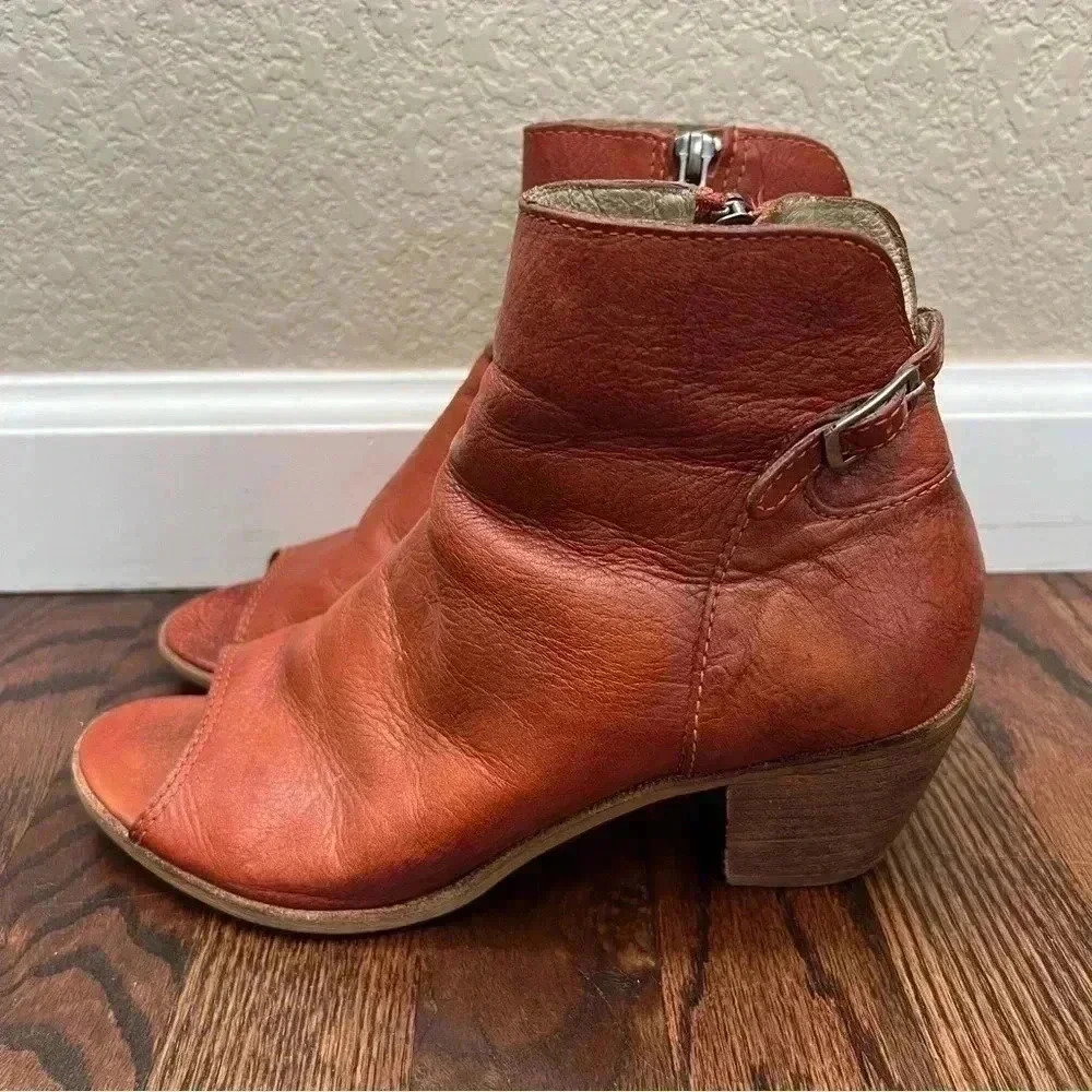 Matisse Folk Brick Red Leather Peep Toe Booties Boots Shoes Lulus Size 7.5 $167 - Picture 11 of 16